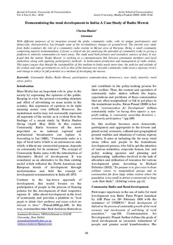 (PDF) Democratizing the rural development in India : A Case Study of ...