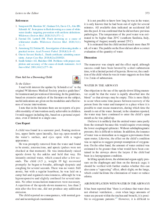 (PDF) First Aid for a Drowning Child