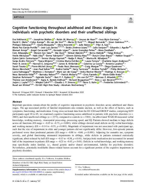 (PDF) Cognitive functioning throughout adulthood and illness stages in ...