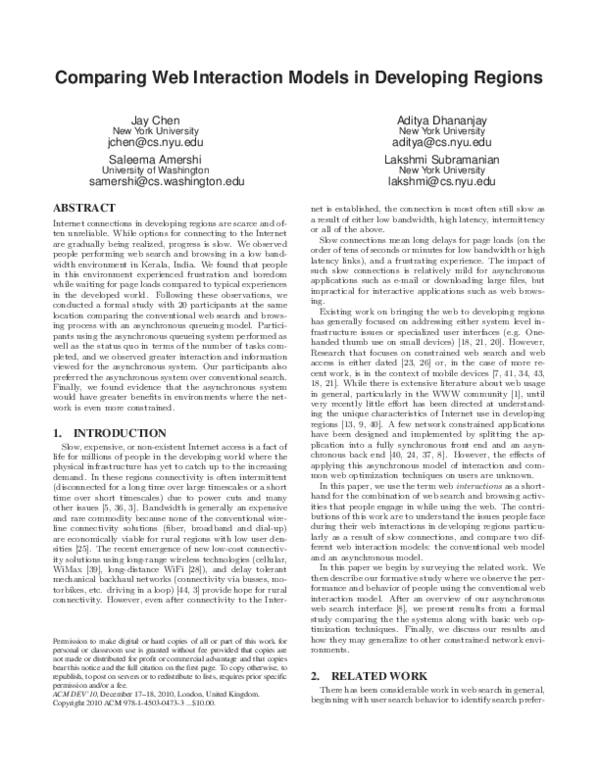 (PDF) Comparing web interaction models in developing regions