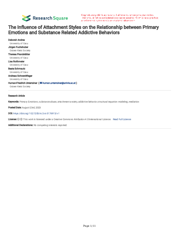 (PDF) The Influence of Attachment Styles on the Relationship between ...