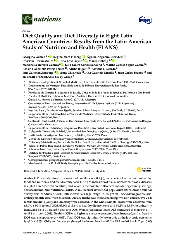 (PDF) Diet Quality and Diet Diversity in Eight Latin American Countries ...