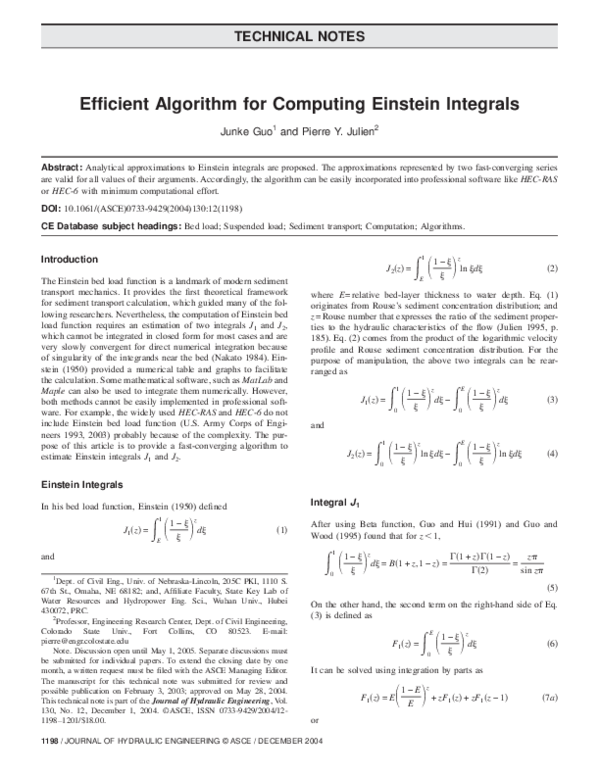 (PDF) Efficient Algorithm for Computing Einstein Integrals