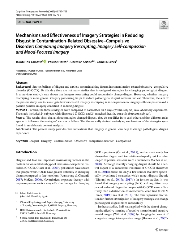 (PDF) Mechanisms and Effectiveness of Imagery Strategies in Reducing ...