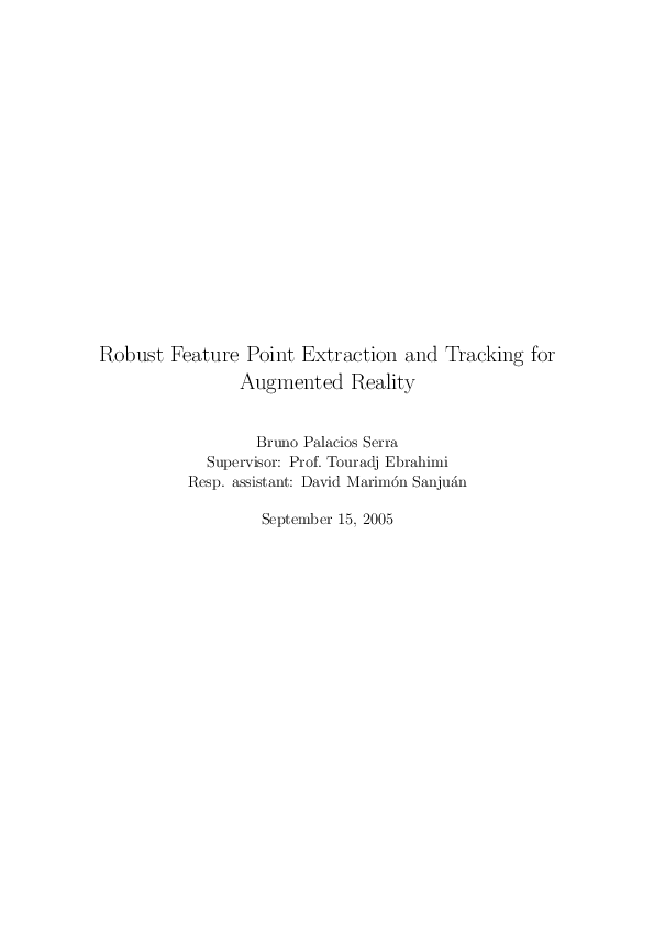 (PDF) Robust Feature Point Extraction and Tracking for Augmented Reality