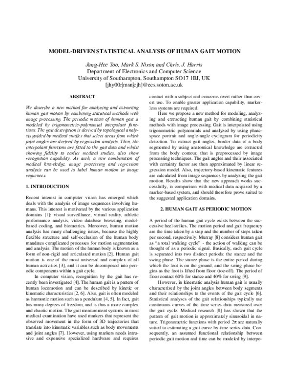 (PDF) Model-driven statistical analysis of human gait motion