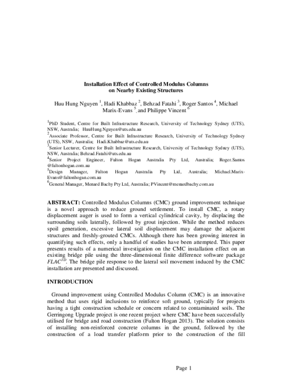 (PDF) Installation Effect of Controlled Modulus Columns on Nearby ...