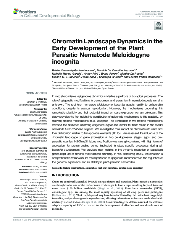 (PDF) Chromatin Landscape Dynamics in the Early Development of the ...