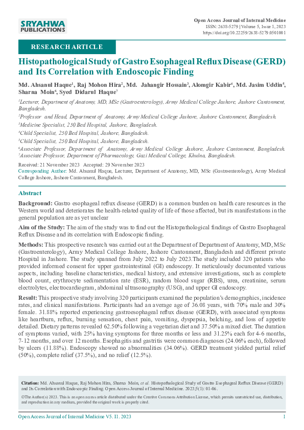 (PDF) Histopathological Study of Gastro Esophageal Reflux Disease (GERD ...
