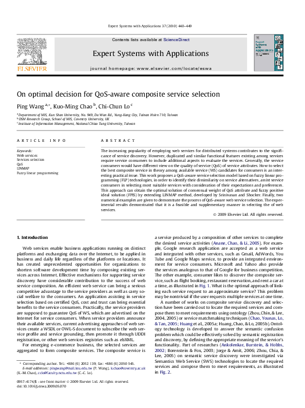 (PDF) On optimal decision for QoS-aware composite service selection