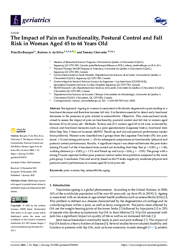 (PDF) The Impact of Pain on Functionality, Postural Control and Fall ...