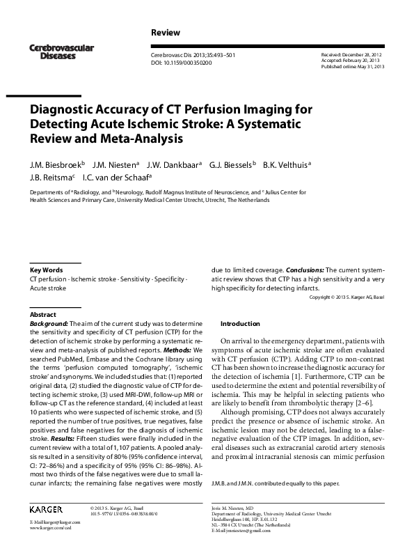 (PDF) Diagnostic Accuracy of CT Perfusion Imaging for Detecting Acute ...