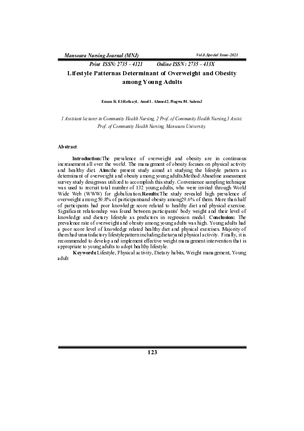 (PDF) Lifestyle Patternas Determinant of Overweight and Obesity among ...