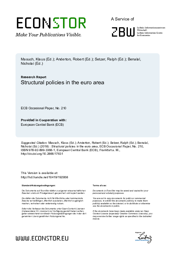 (PDF) Structural Policies in the Euro Area