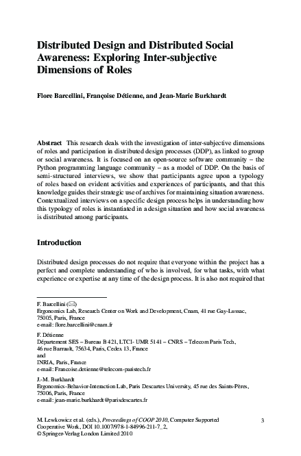 (PDF) Distributed Design and Distributed Social Awareness: Exploring ...