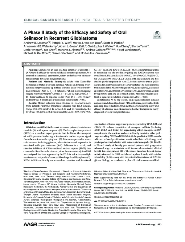 (PDF) A Phase II Study of the Efficacy and Safety of Oral Selinexor in ...