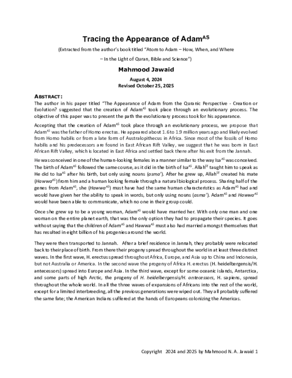 (PDF) Tracing the Appearance of Adam(AS)