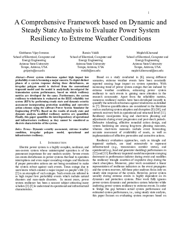 (PDF) A Comprehensive Framework based on Dynamic and Steady State ...