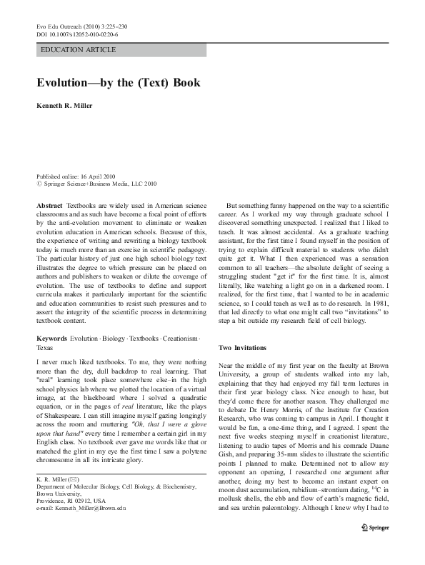 (PDF) Evolution—by the (Text) Book