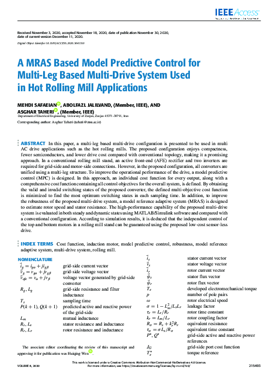 (PDF) A MRAS Based Model Predictive Control for Multi-Leg Based Multi ...