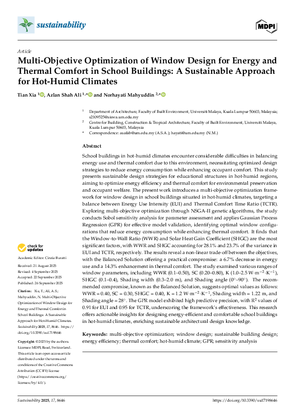 (PDF) Multi-Objective Optimization of Window Design for Energy and ...