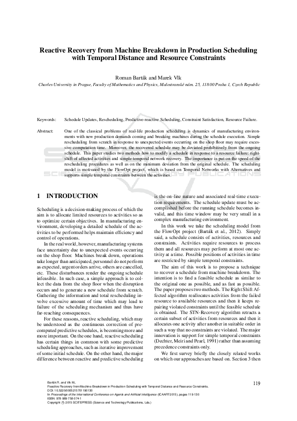 (PDF) Reactive Recovery from Machine Breakdown in Production Scheduling ...