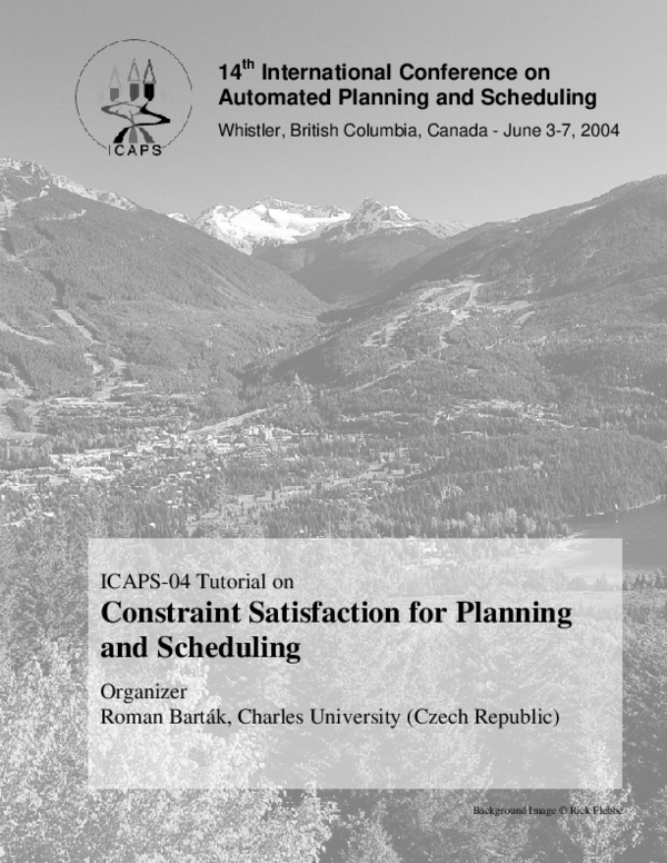 (PDF) Constraint Satisfaction for Planning and Scheduling