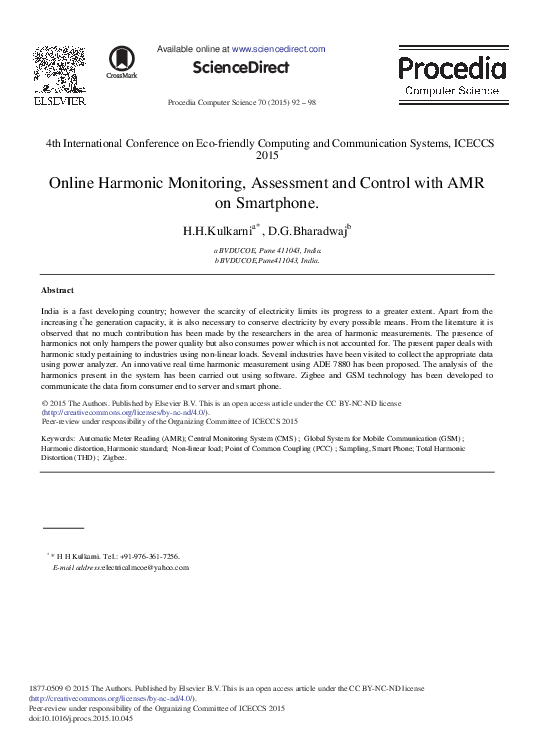 (PDF) Online Harmonic Monitoring, Assessment and Control with AMR on ...