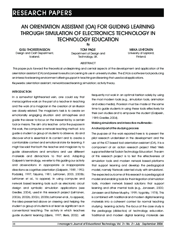 (PDF) An Orientation Assistant (Oa) For Guiding Learning Through ...