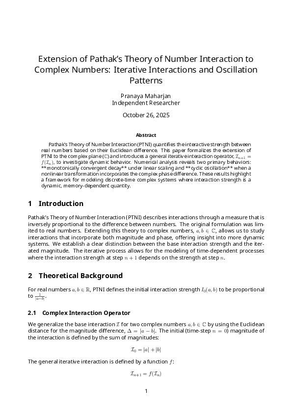(PDF) Extension of Pathak's Theory of Number Interaction to Complex ...