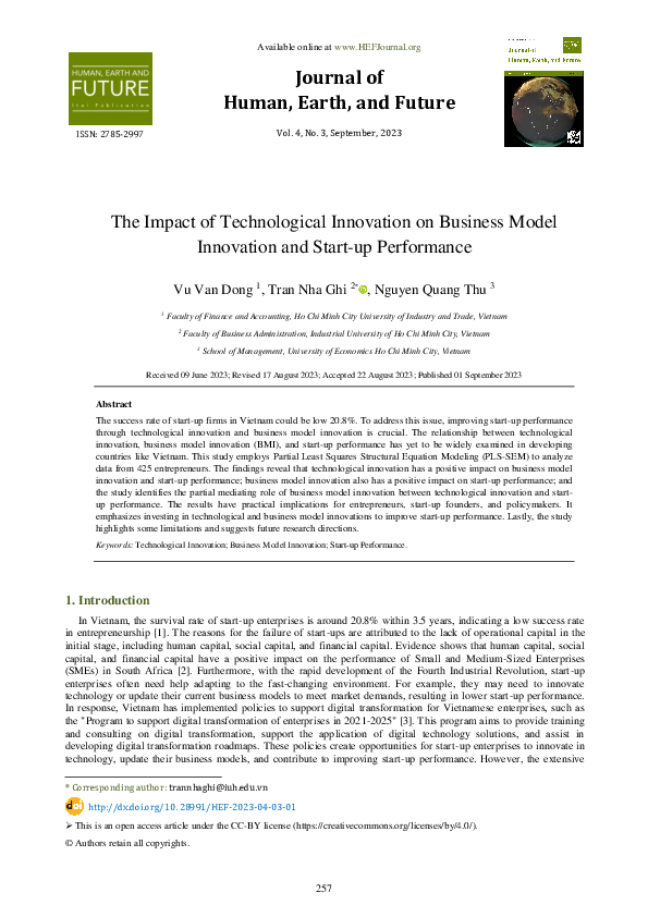 (PDF) The Impact of Technological Innovation on Business Model ...