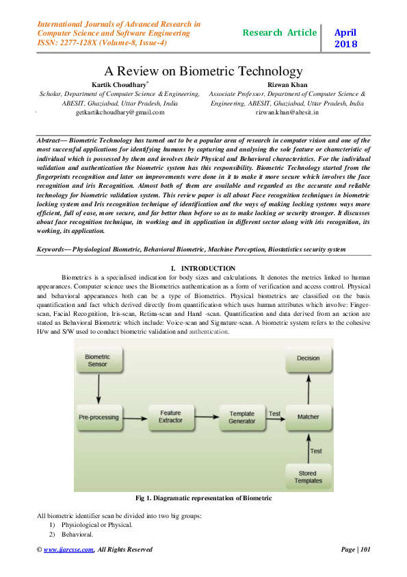 (PDF) A Review on Biometric Technology