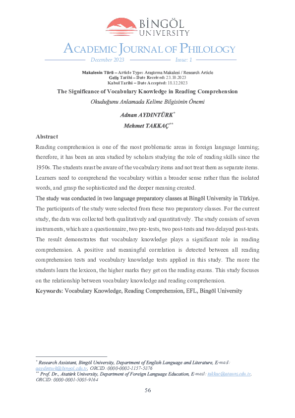 (PDF) The Significance of Vocabulary Knowledge in Reading Comprehension