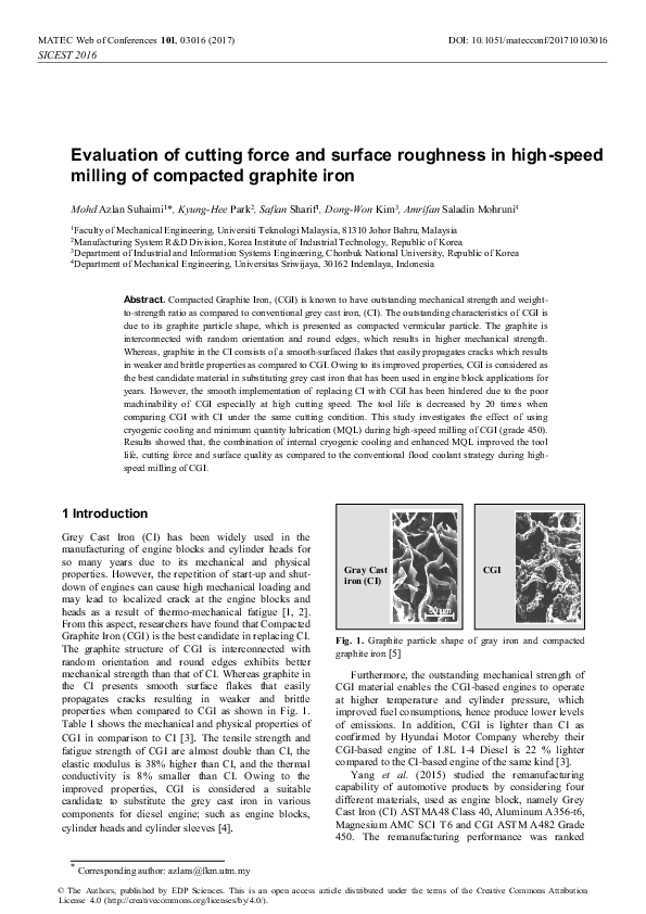 (PDF) Evaluation of cutting force and surface roughness in high-speed ...
