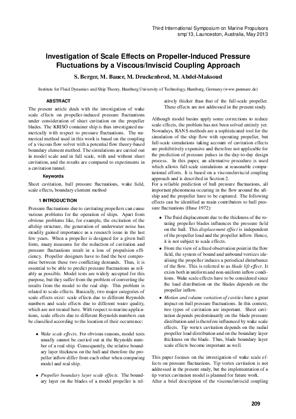 (PDF) Investigation of Scale Effects on Propeller-Induced Pressure ...