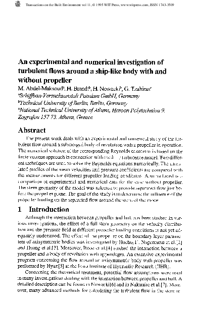 (PDF) An Experimental and Numerical Investigation of Turbulent Flows ...