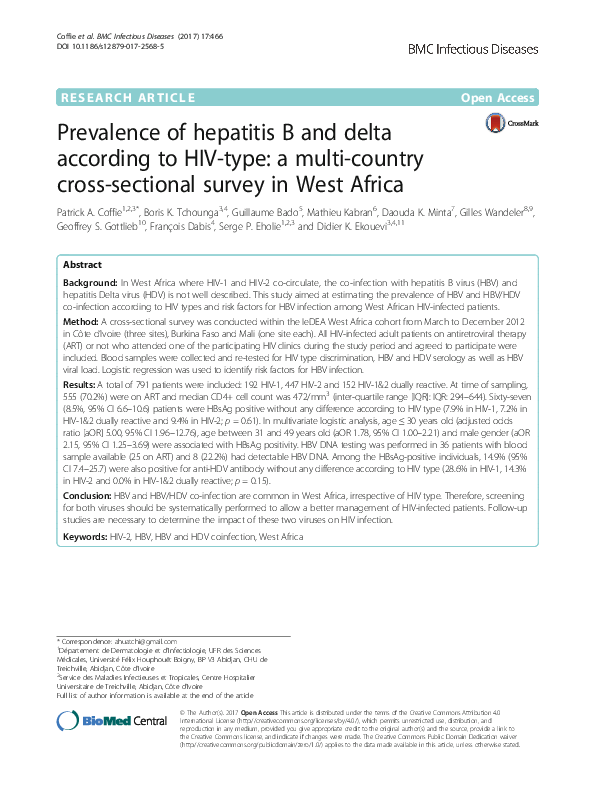 (PDF) Prevalence of hepatitis B and delta according to HIV-type: a ...