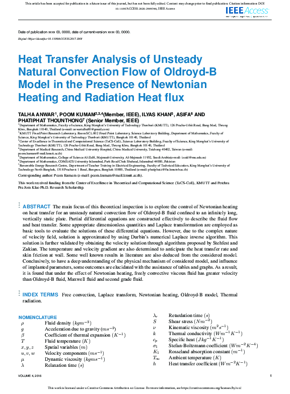 (PDF) Heat Transfer Analysis of Unsteady Natural Convection Flow of ...