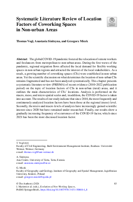 (PDF) Systematic Literature Review of Location Factors of Coworking ...
