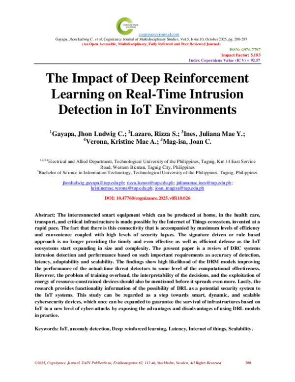 (PDF) The Impact of Deep Reinforcement Learning on Real-Time Intrusion ...