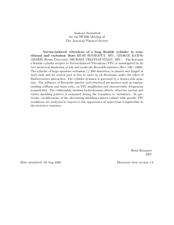 (PDF) Vortex-induced vibrations of a long flexible cylinder in ...