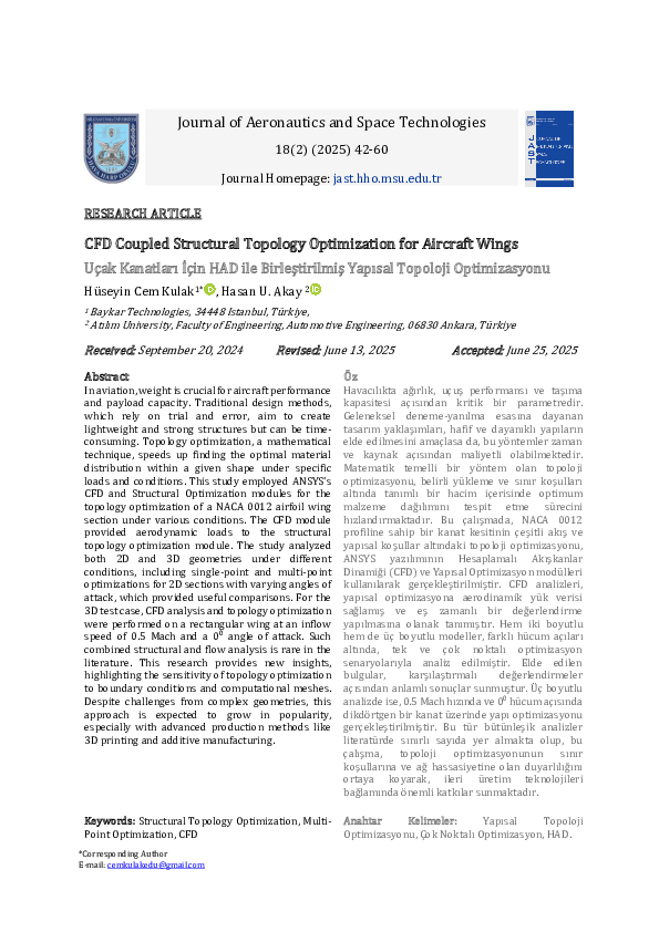 (PDF) CFD Coupled Structural Topology Optimization for Aircraft Wings