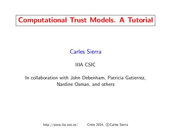 (PDF) Computational Trust Models