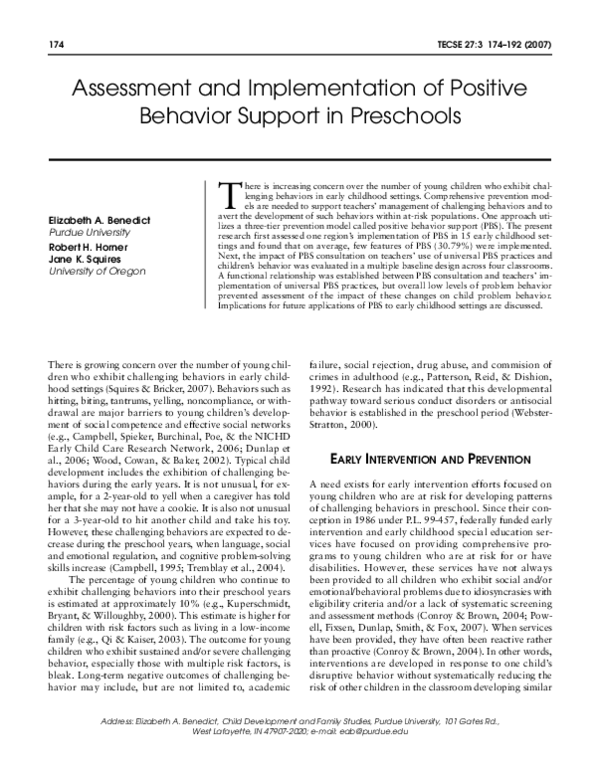(PDF) Assessment and Implementation of Positive Behavior Support in ...