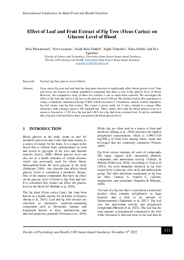 (PDF) Effect of Leaf and Fruit Extract of Fig Tree (Ficus Carica) on ...