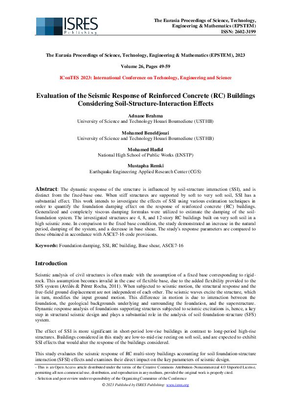 (PDF) Evaluation of the Seismic Response of Reinforced Concrete (RC ...
