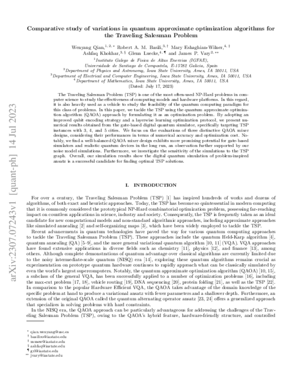 (PDF) Comparative study on the variations of quantum approximate ...