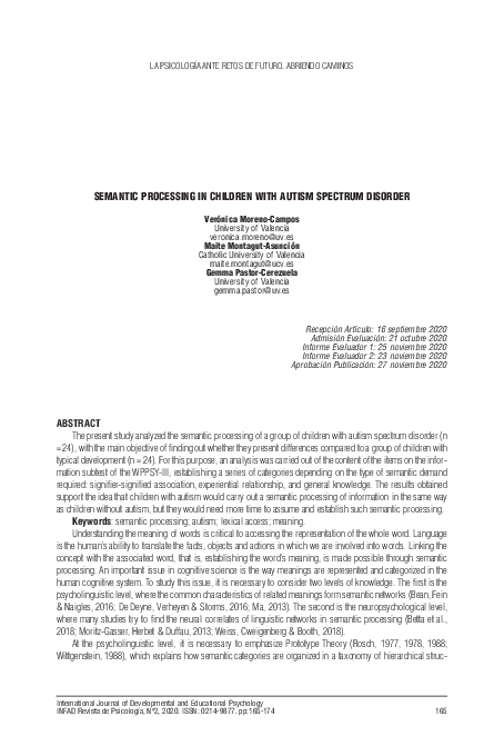 (PDF) Semantic processing in children with autism spectrum disorder