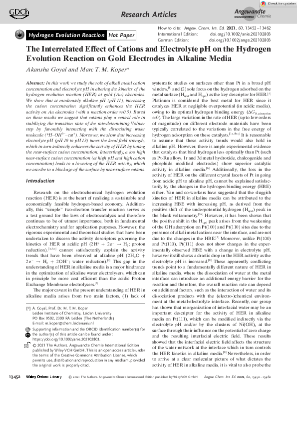 (PDF) The Interrelated Effect of Cations and Electrolyte pH on the ...