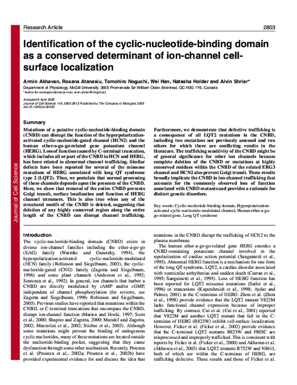 (PDF) Identification of the cyclic-nucleotide-binding domain as a ...